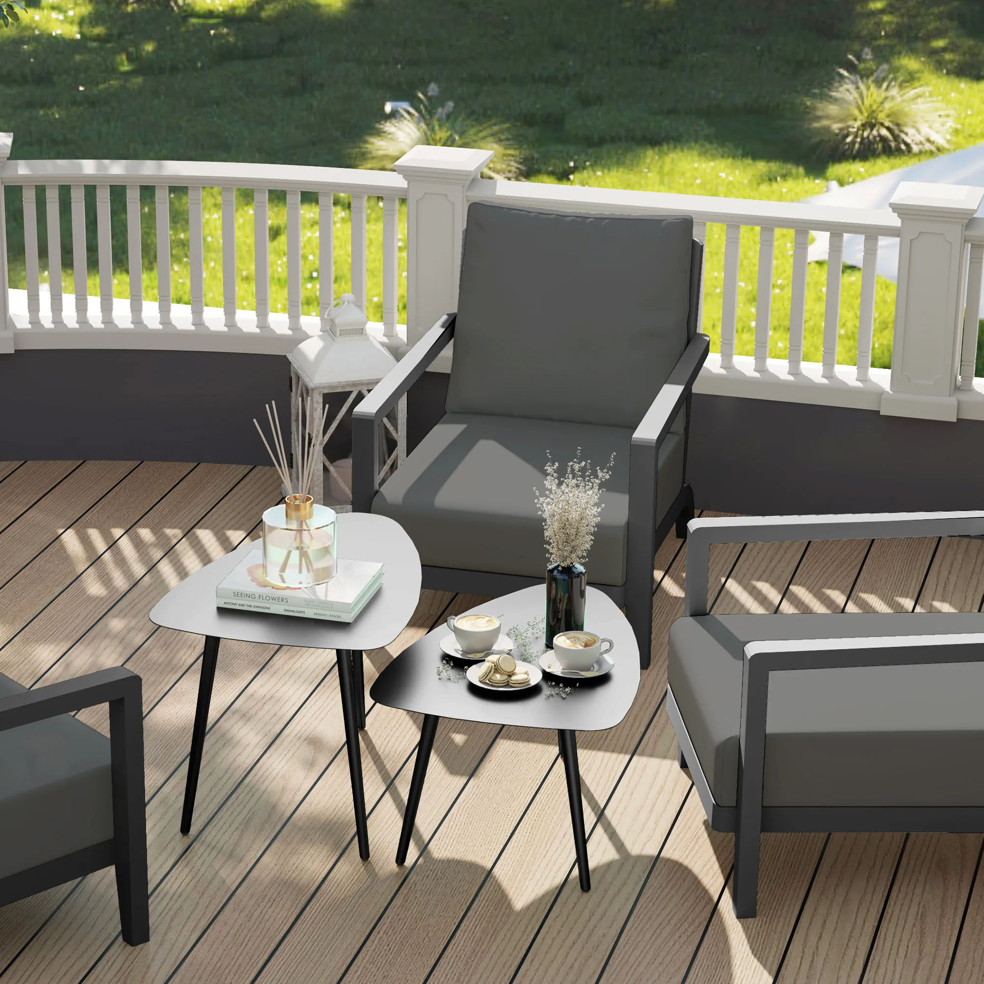 Kaffeetisch Set Schwarz 65L x 45B x 45H cm