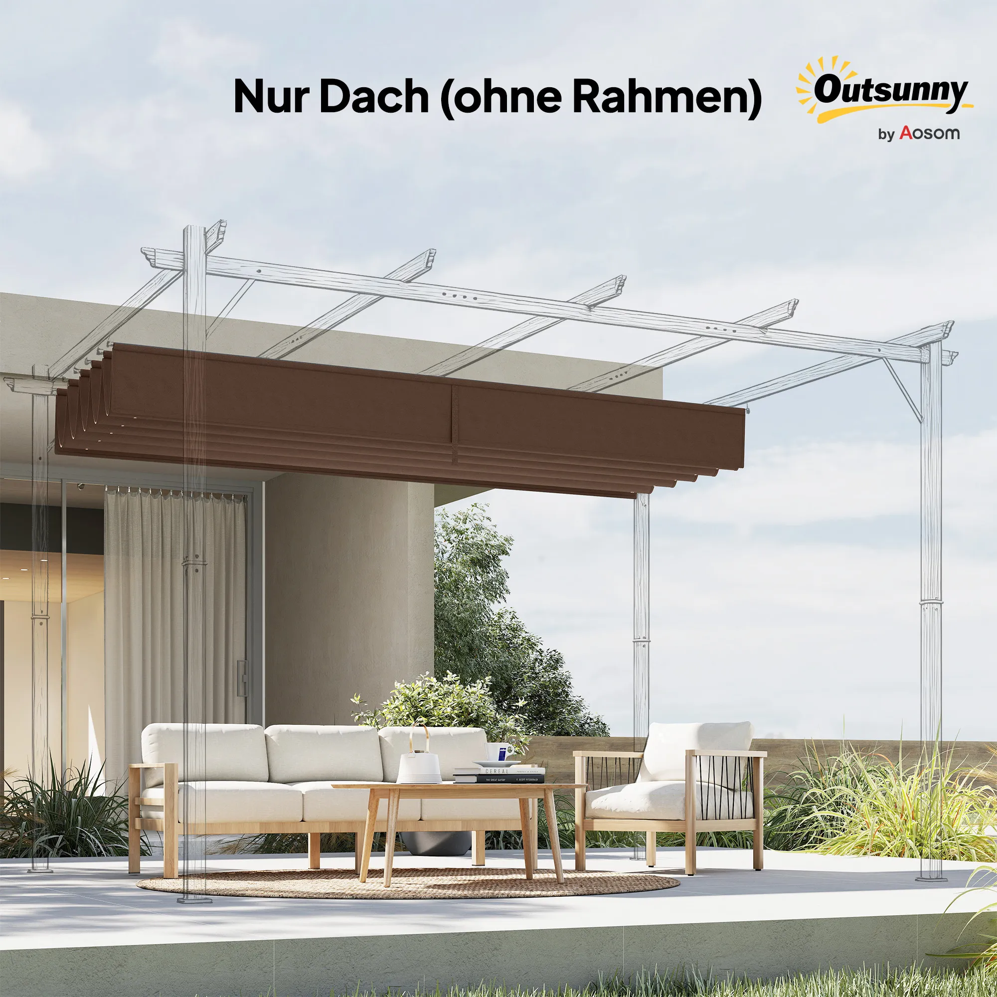 Ersatzdach 3 x 3 m Kaffee für Pavillons
