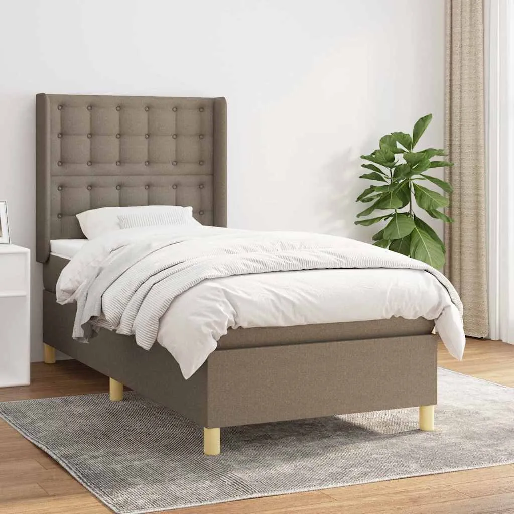 Boxspringbett mit Taschenfederkernmatratze, 90x200 cm, Taupe