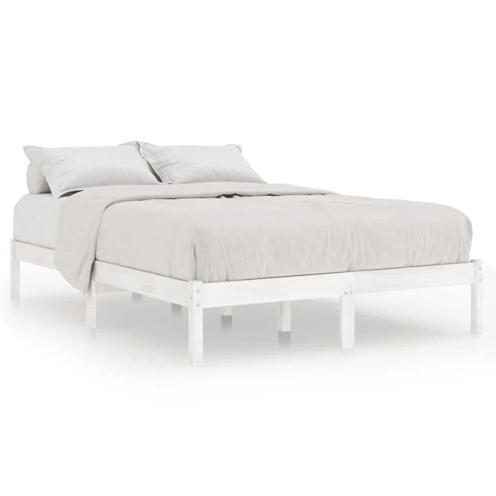 Massivholz Bett 195,5x145,5x31 cm Weiß für Matratze 140x190 cm