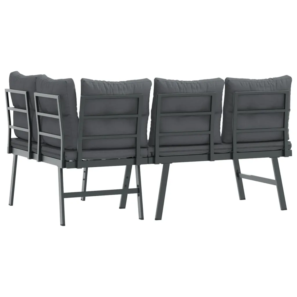 Gartenbank Schwarz 173x118x76 cm mit pulverbeschichtetem Stahlgestell