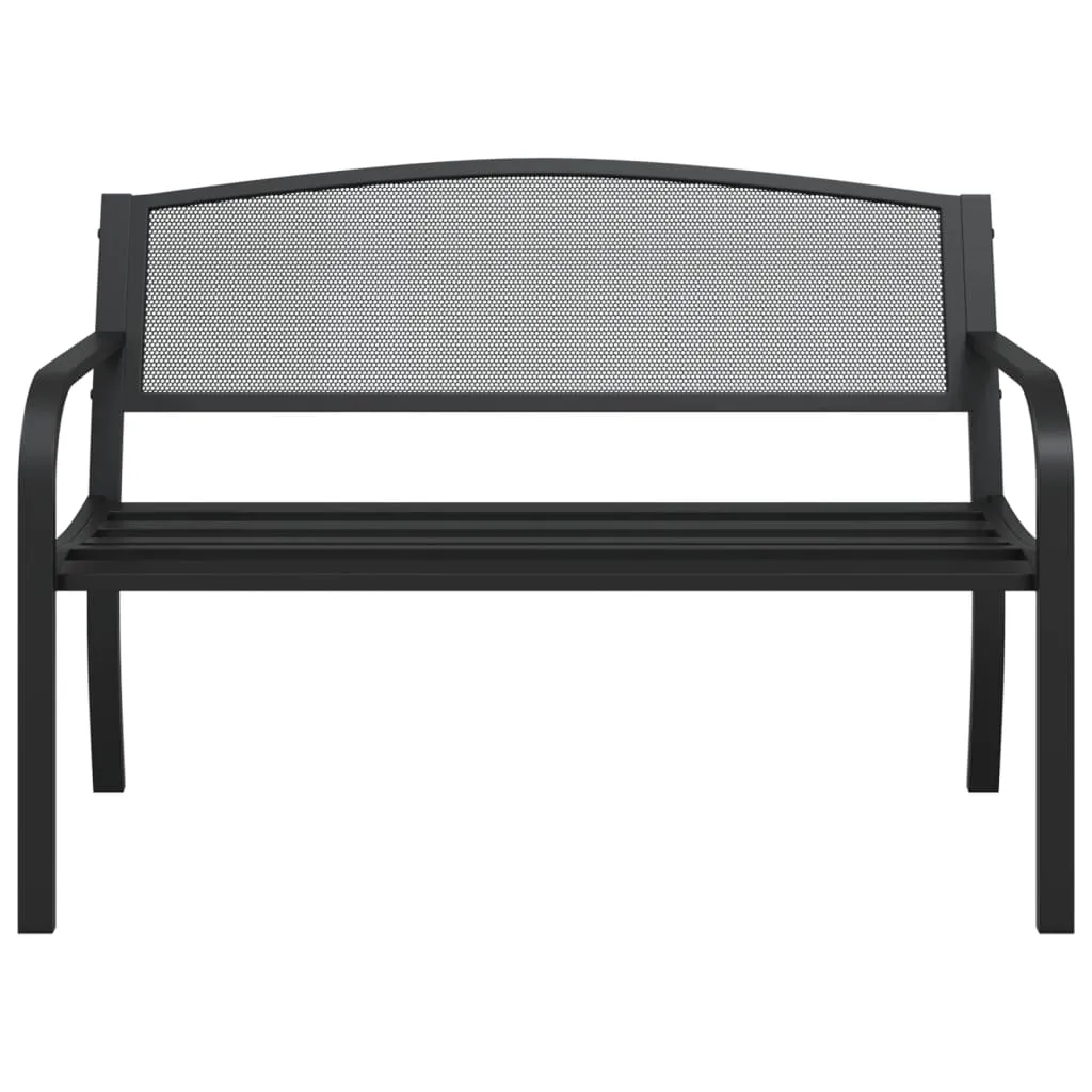 Gartenbank aus pulverbeschichtetem Stahl 119x52x82 cm Schwarz