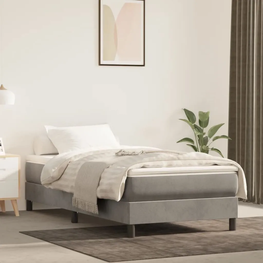 Boxspring-Bettrahmen Hellgrau 203x80x25 cm Samt, Massivholz