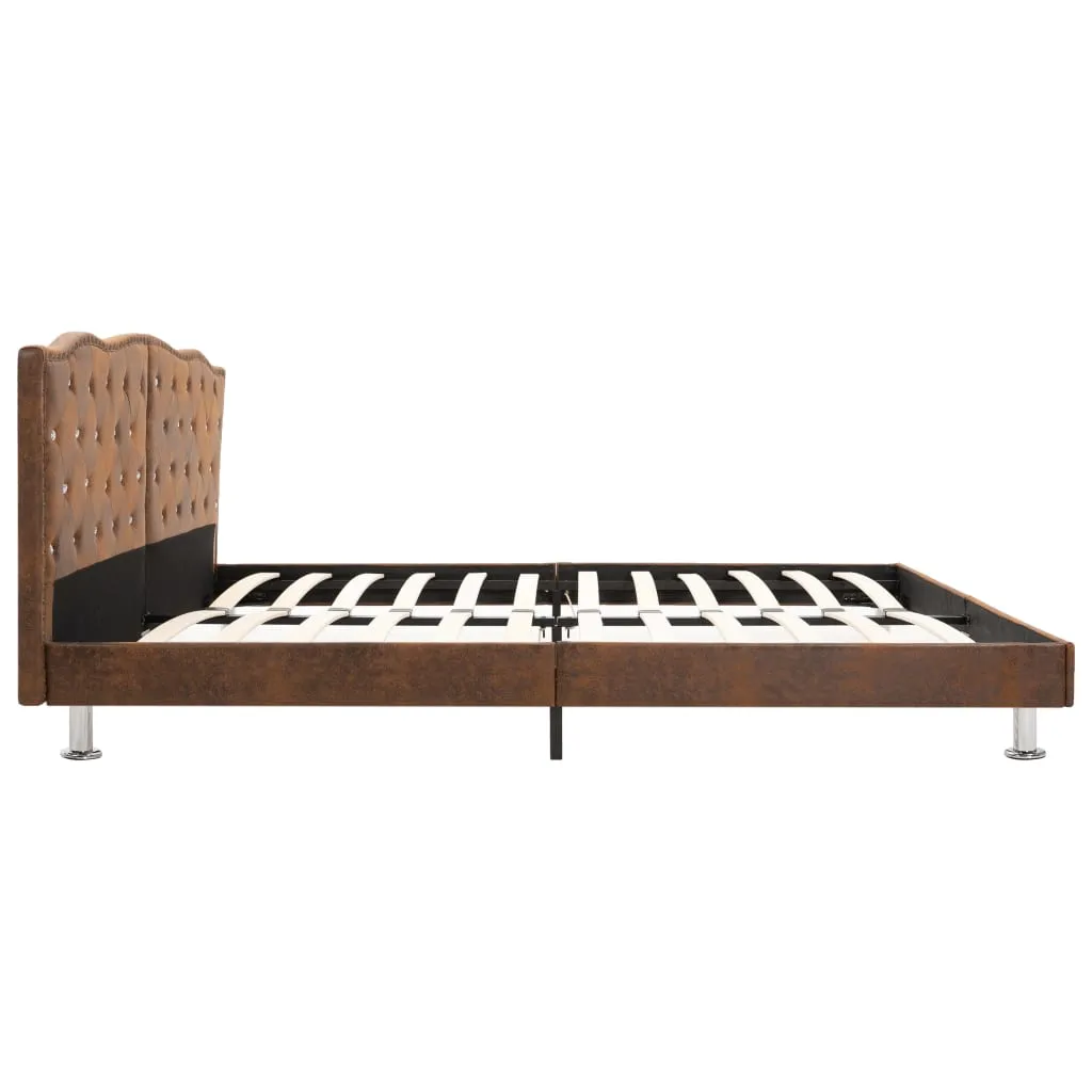 Bettgestell Braun Wildleder-Optik 180x200 cm