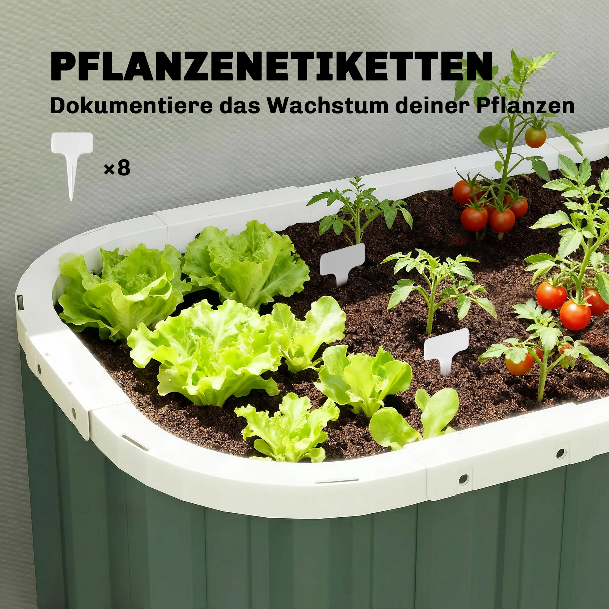 Hochbeet 136x53x61 cm in Hellgrün für Kräuter und Gemüse