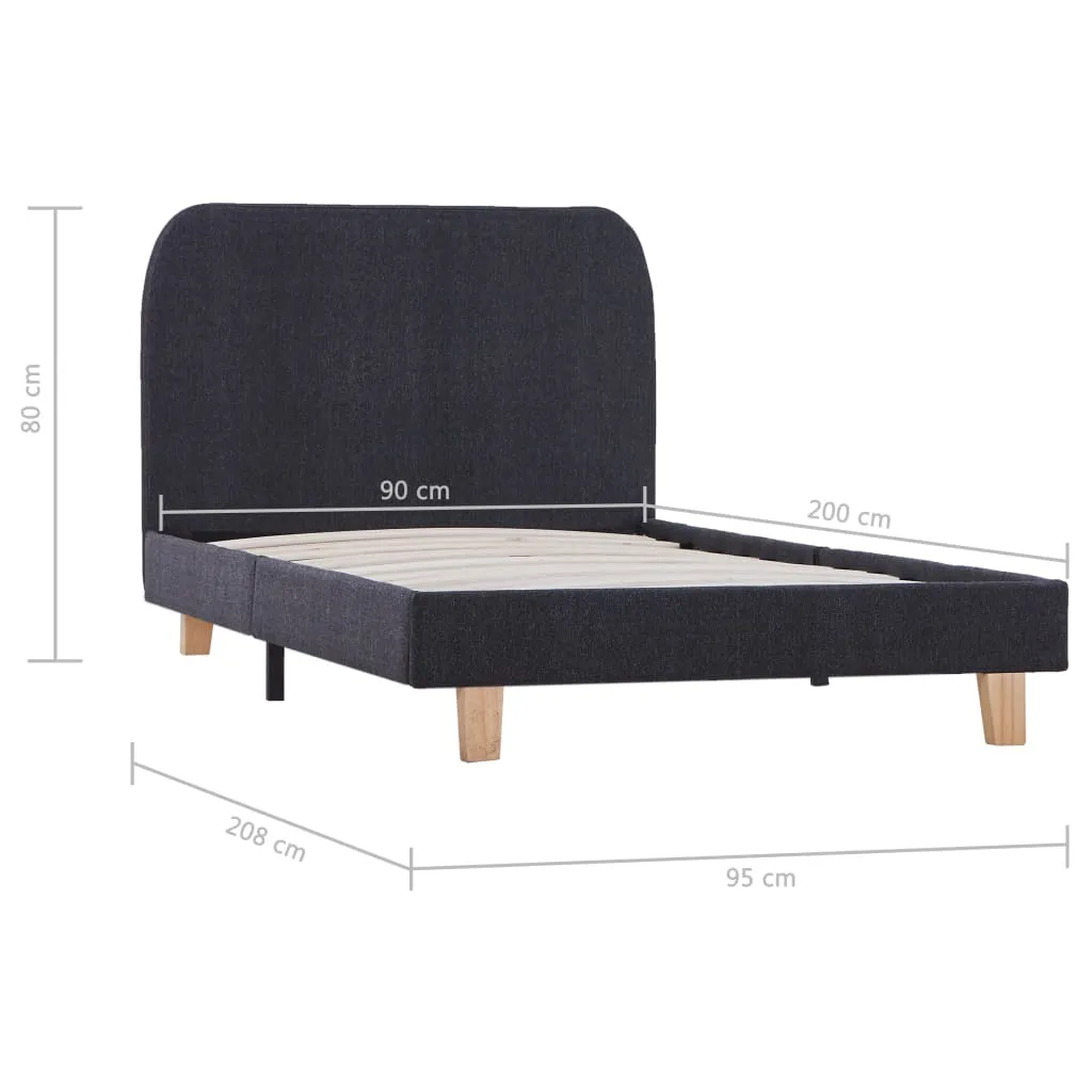 Bettgestell Dunkelgrau Stoff 90x200 cm