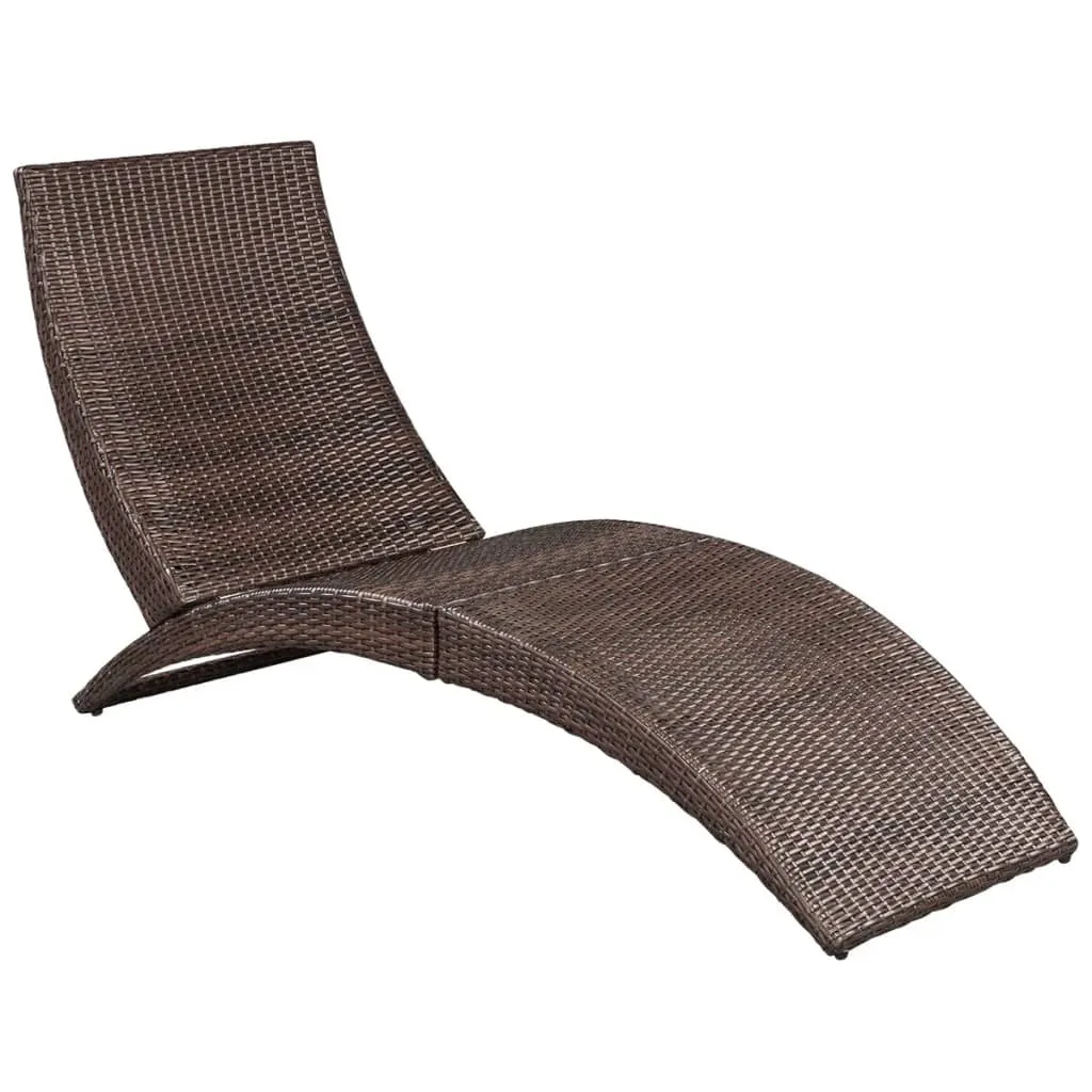 Rattan-Sonnenliege 162x64x86 cm Braun mit cremeweißer Polsterauflage