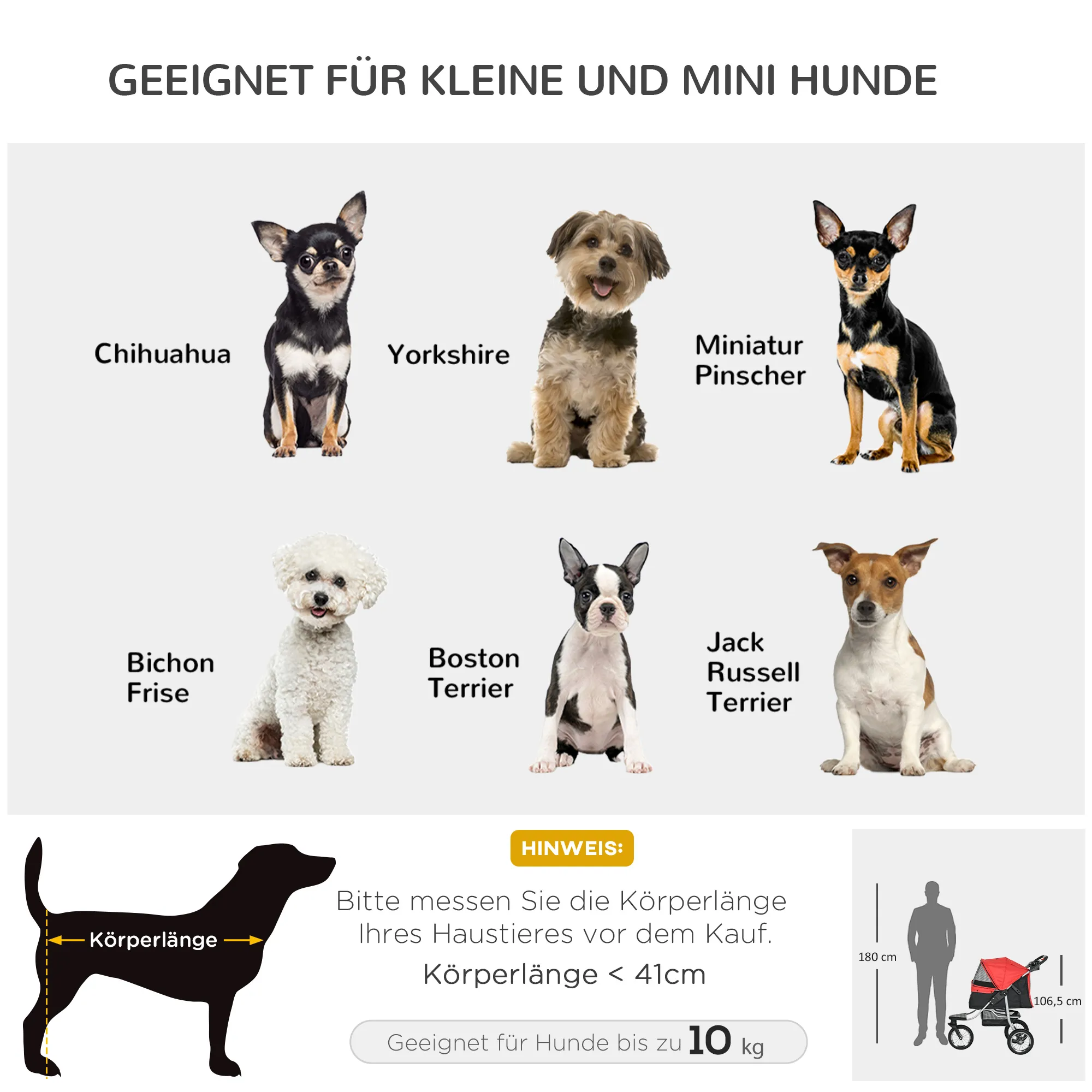 Hundewagen Hundebuggy klappbar aus Oxford-Stoff, Rot-Schwarz