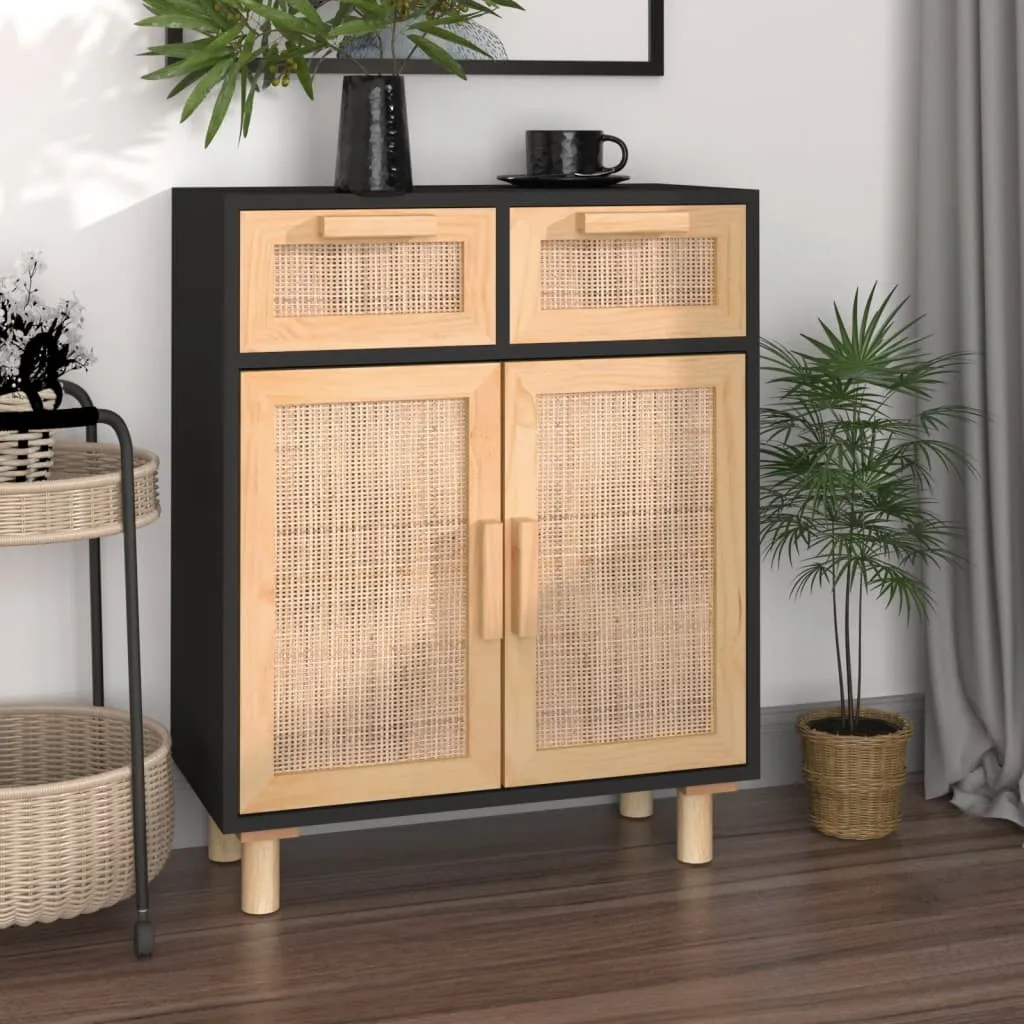Praktisches Sideboard Schwarz 60 x 30 x 75 cm