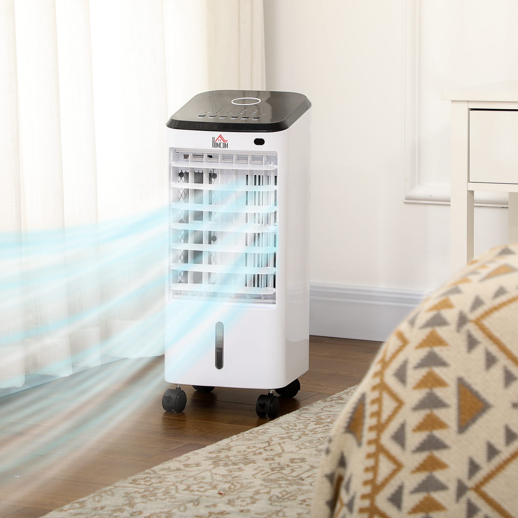 Min-Klimagerät Klimagerät Raumklimagerät, 3 Modi, Timerfunktion, 24,5 cm x 27 cm x 60 cm, Cremeweiß + Schwarz
