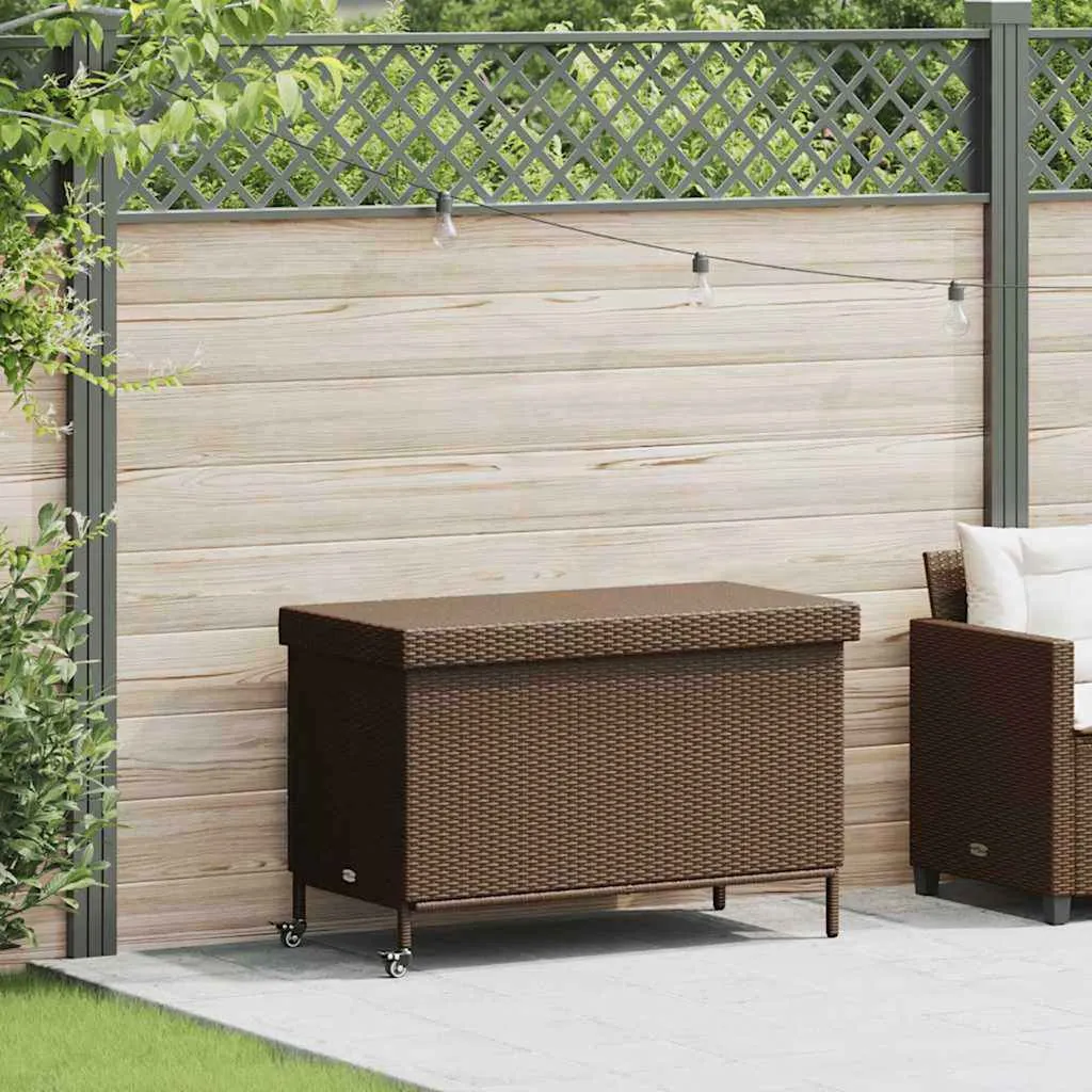 Garten-Aufbewahrungsbox aus PE-Rattan Braun 110x55x73 cm