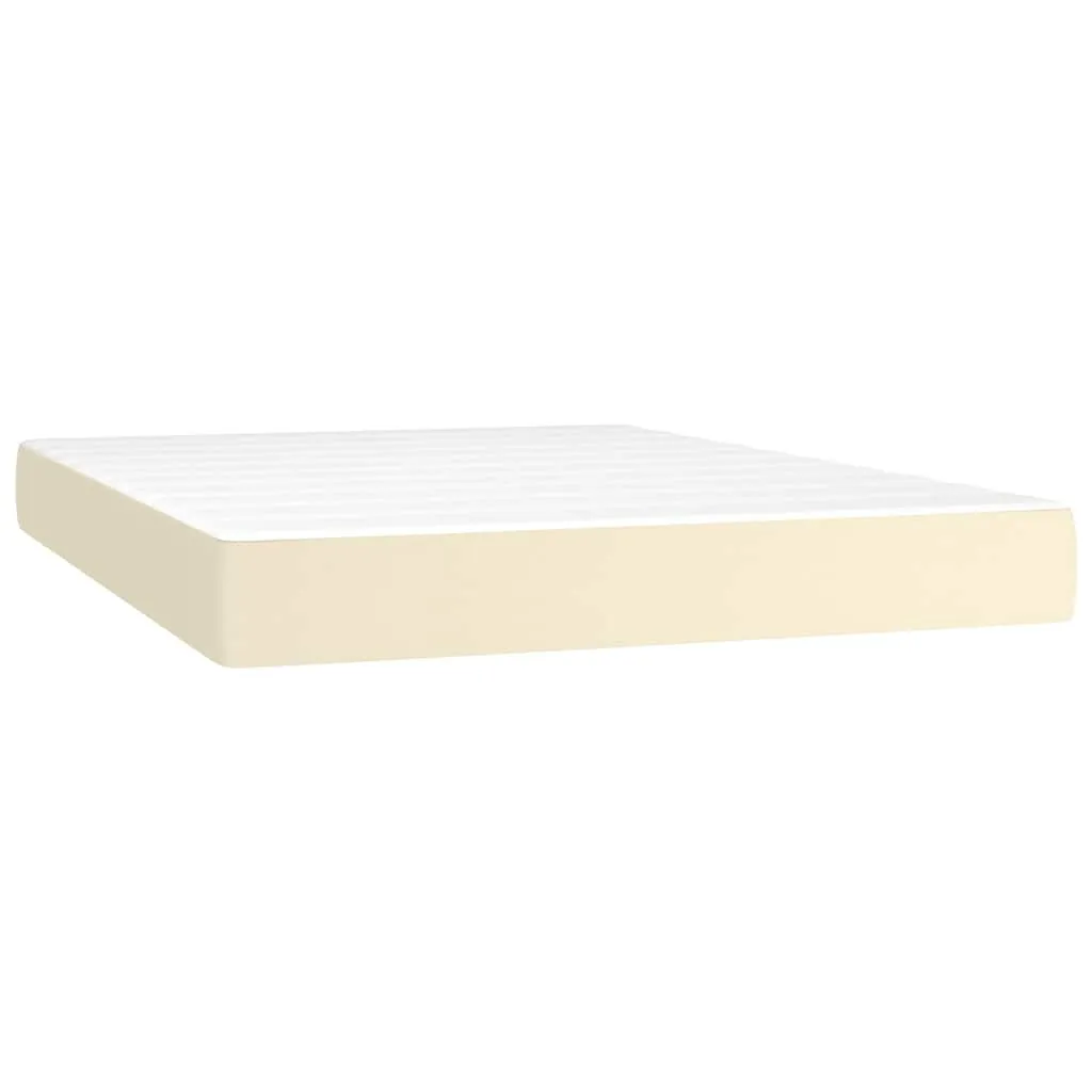 Boxspringbett Kunstleder Creme 140x200 cm mit Taschenfederkern