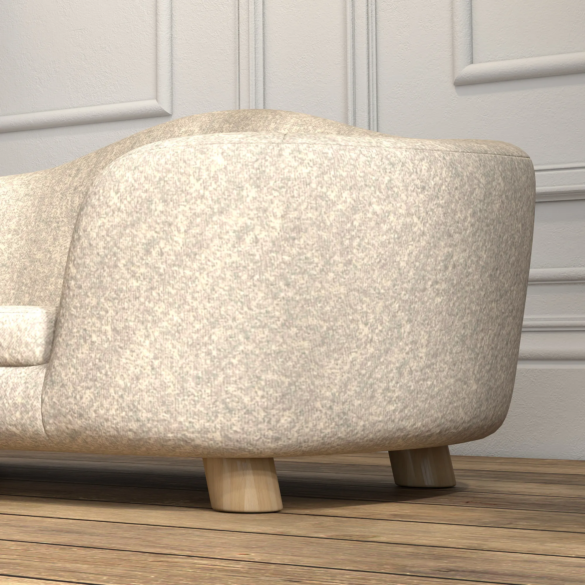 Hundesofa aus Kiefernholz mit Plüsch, 70 x 47 x 30 cm, Cremeweiß