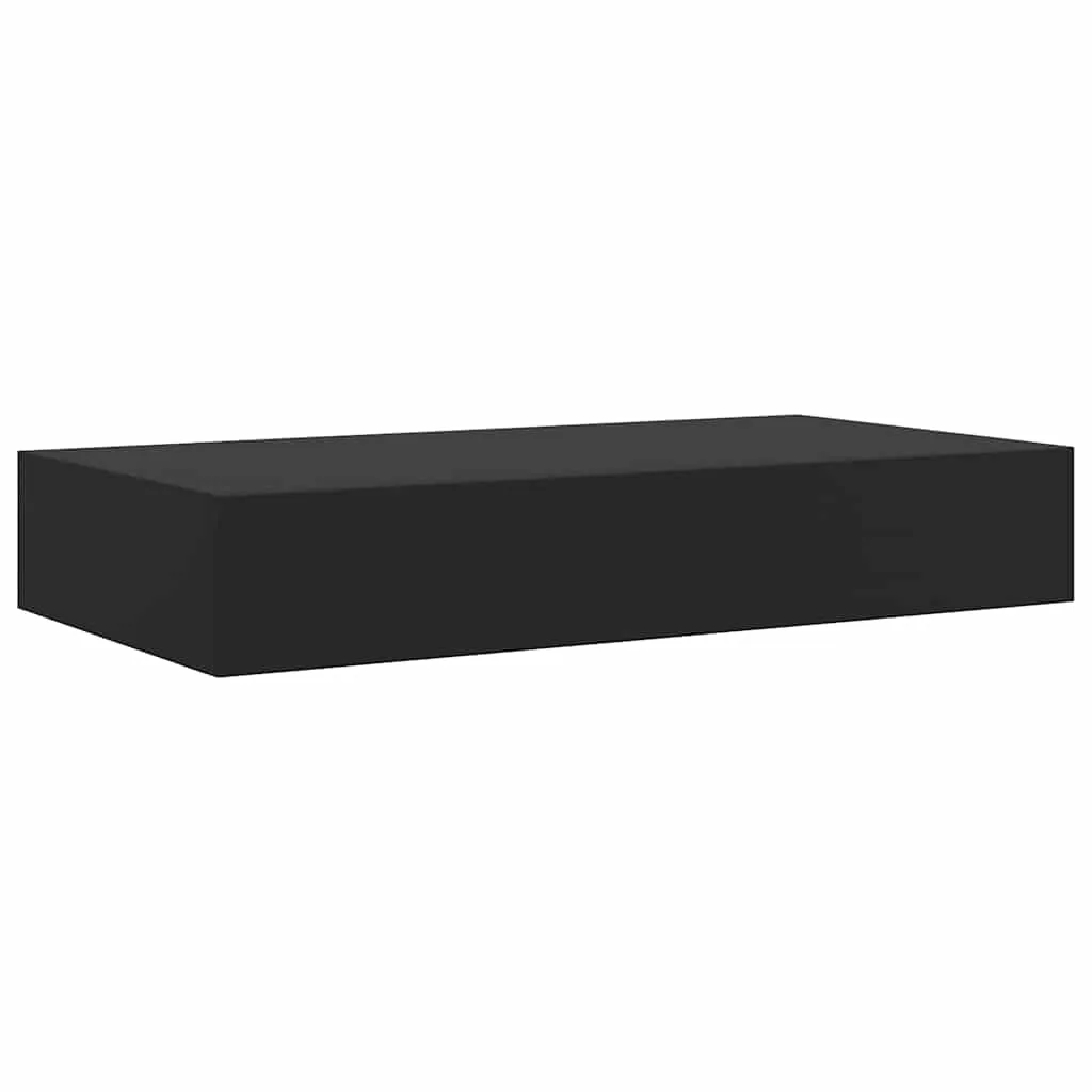 Schweberegal Schwarz 48 x 25 x 8 cm mit Schublade