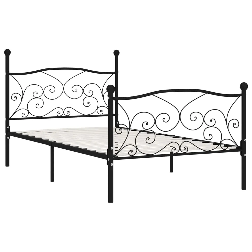 Metallbettgestell Schwarz 211x109x105 cm mit Lattenrost