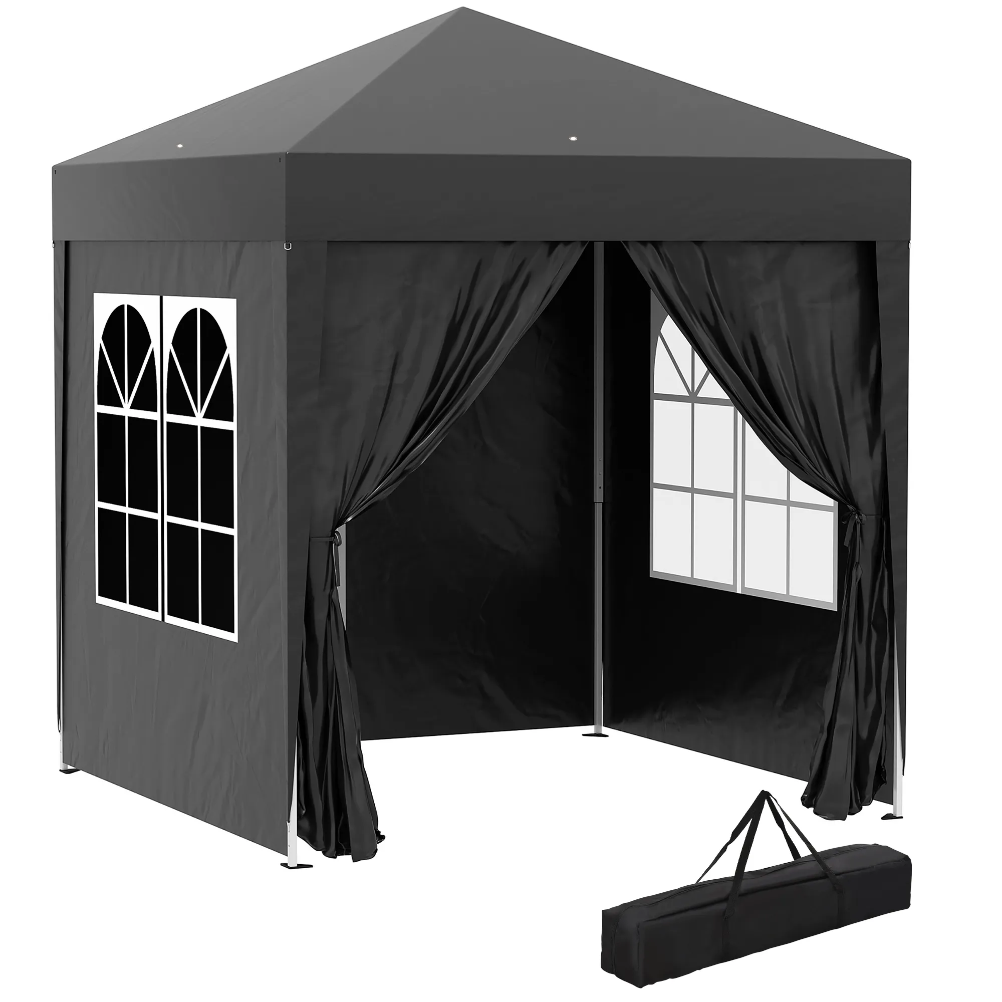 Kompakter Faltpavillon 2 x 2 m in Schwarz