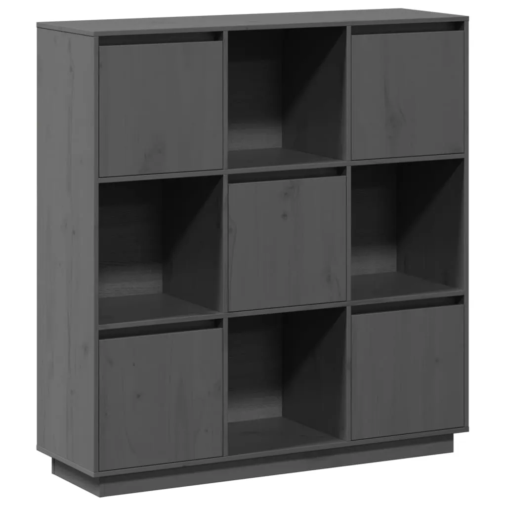 Klassisches Highboard aus massivem Kiefernholz 110,5x35x117 cm Grau