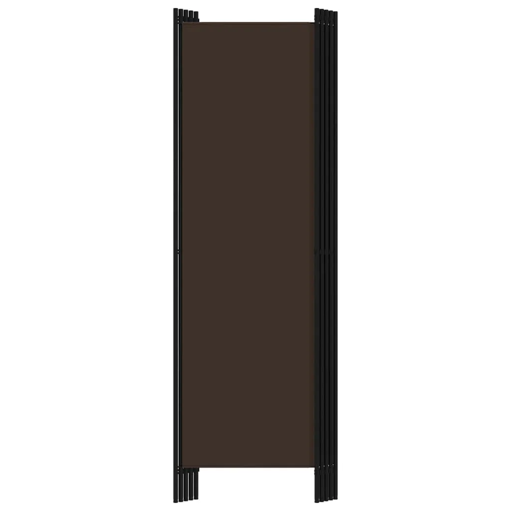 5-Panel Raumteiler Braun 250 x 180 cm mit Stoffschirm