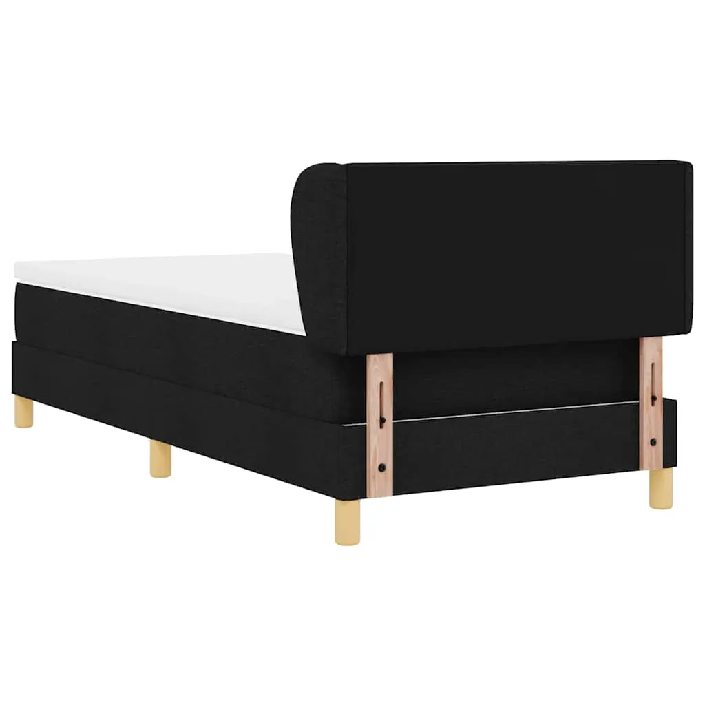 Boxspringbett mit verstellbarem Kopfteil, 90x190 cm, Schwarz