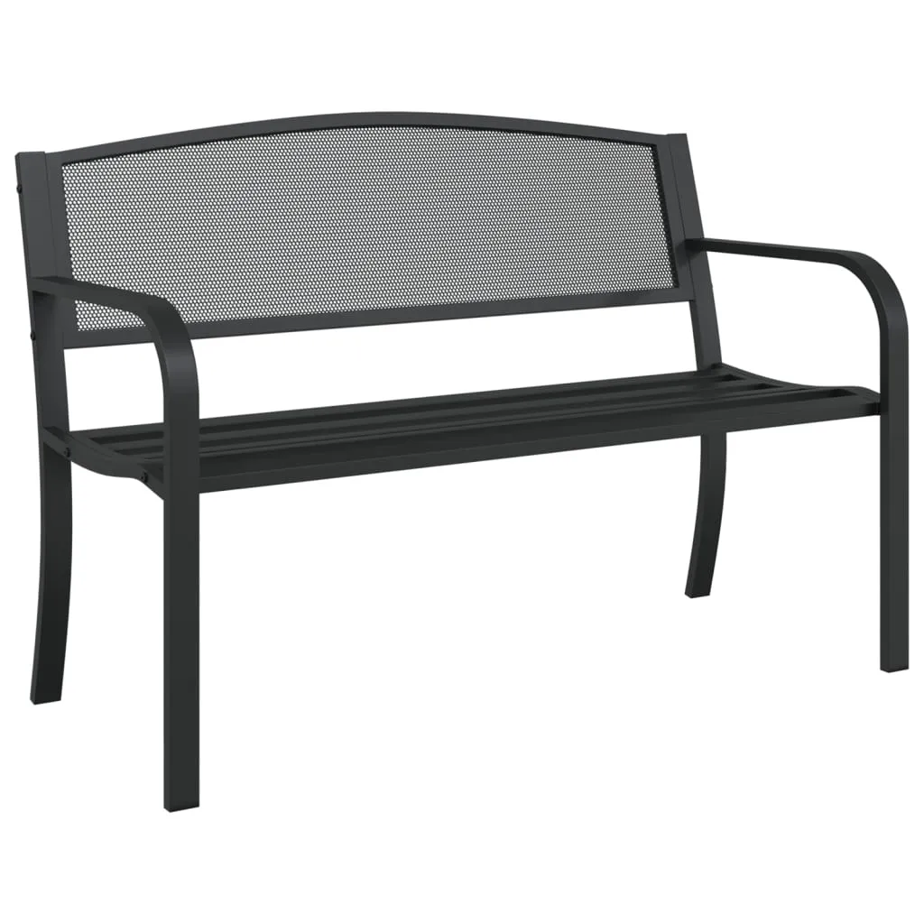 Gartenbank aus pulverbeschichtetem Stahl 119x52x82 cm Schwarz