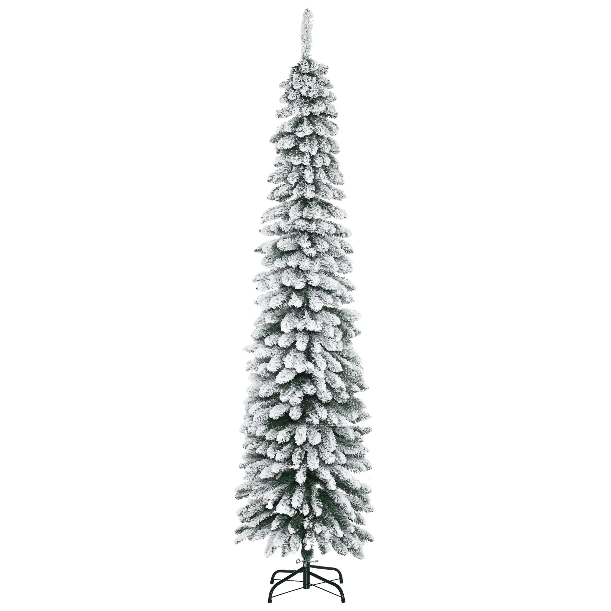 Künstlicher Weihnachtsbaum schneebedeckt schmal 210 cm Grün/Weiß