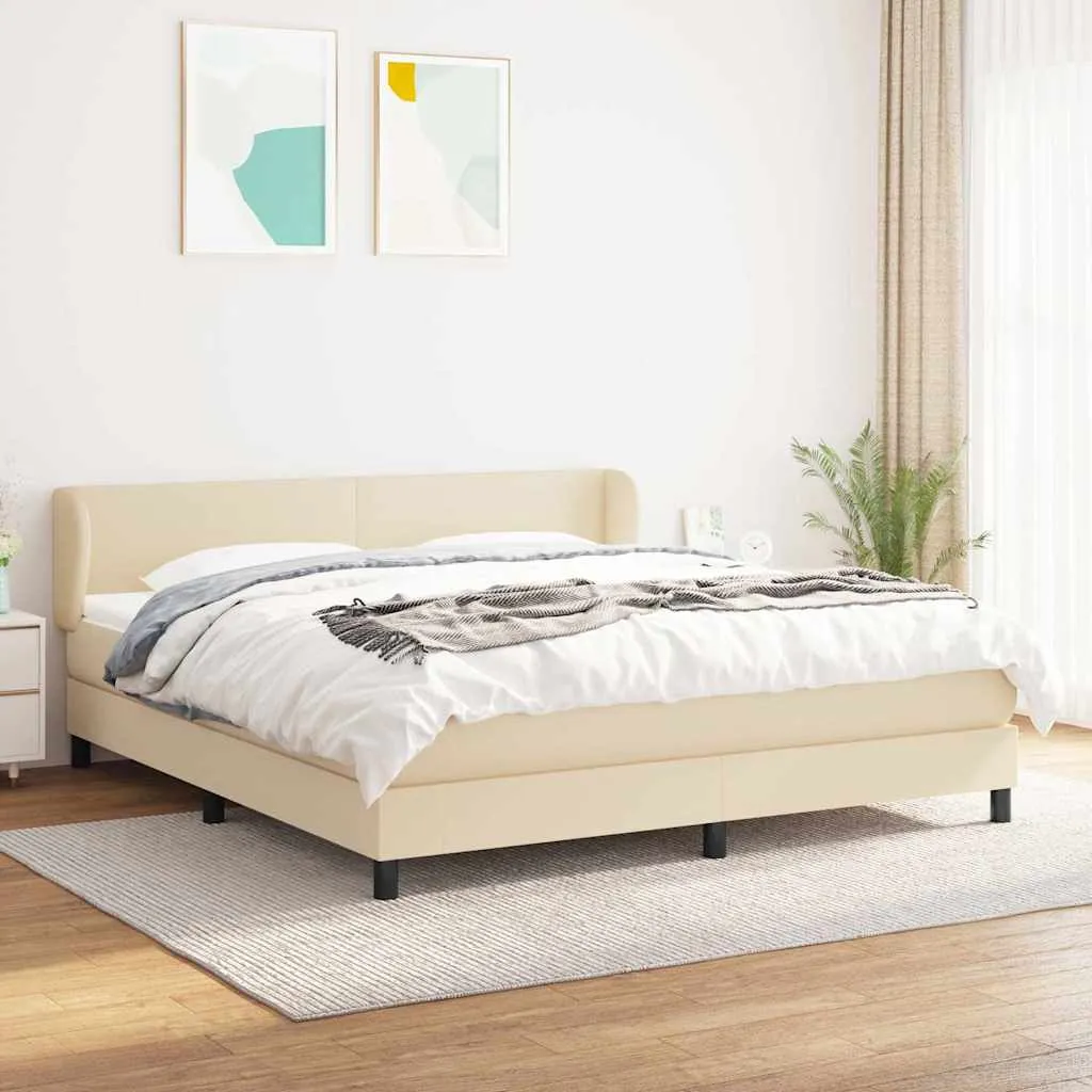 Boxspringbett mit Taschenfederkernmatratze, 160x200 cm, Creme