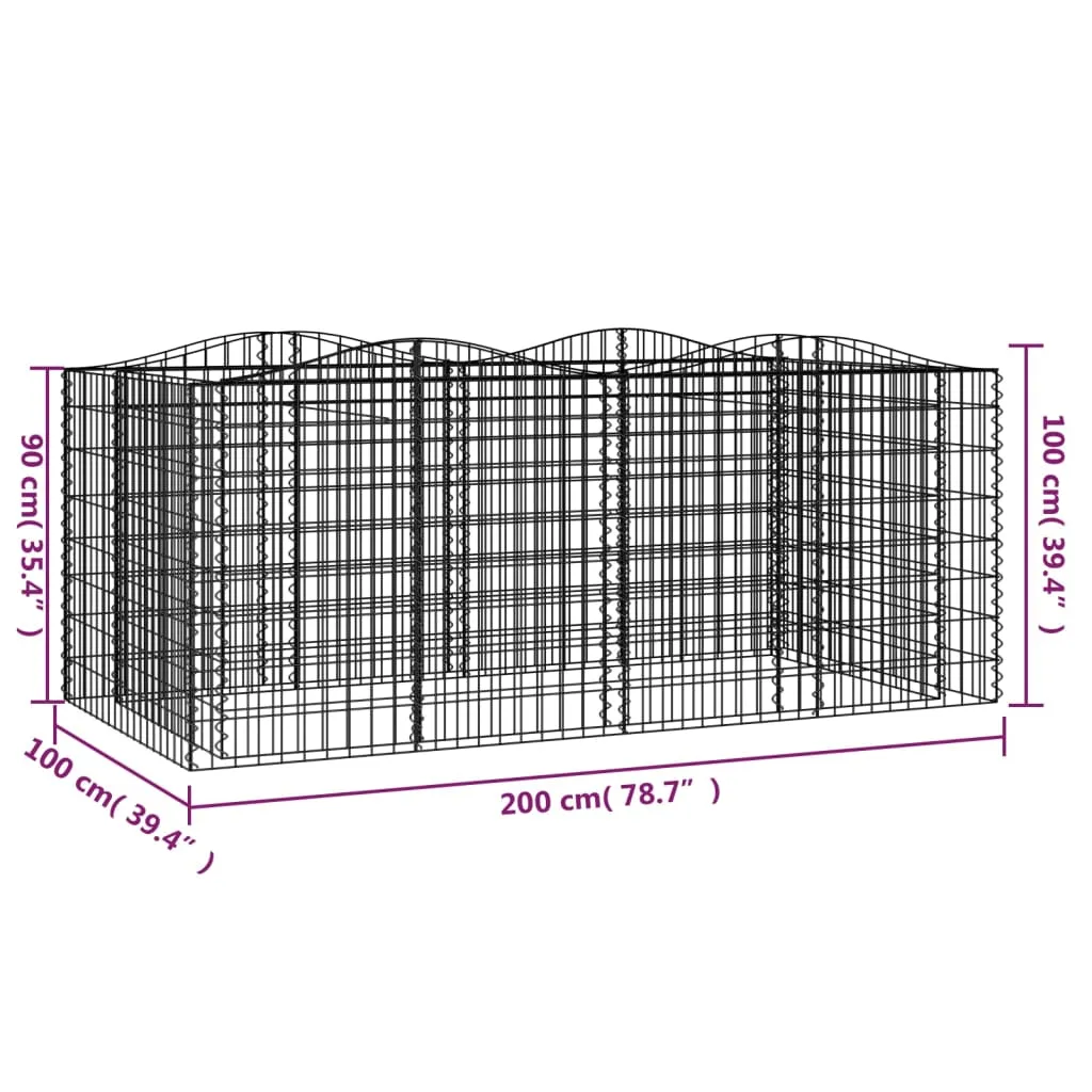 Gabionen-Hochbeet mit Hochbogen 200x100x100 cm Verzinktes Eisen