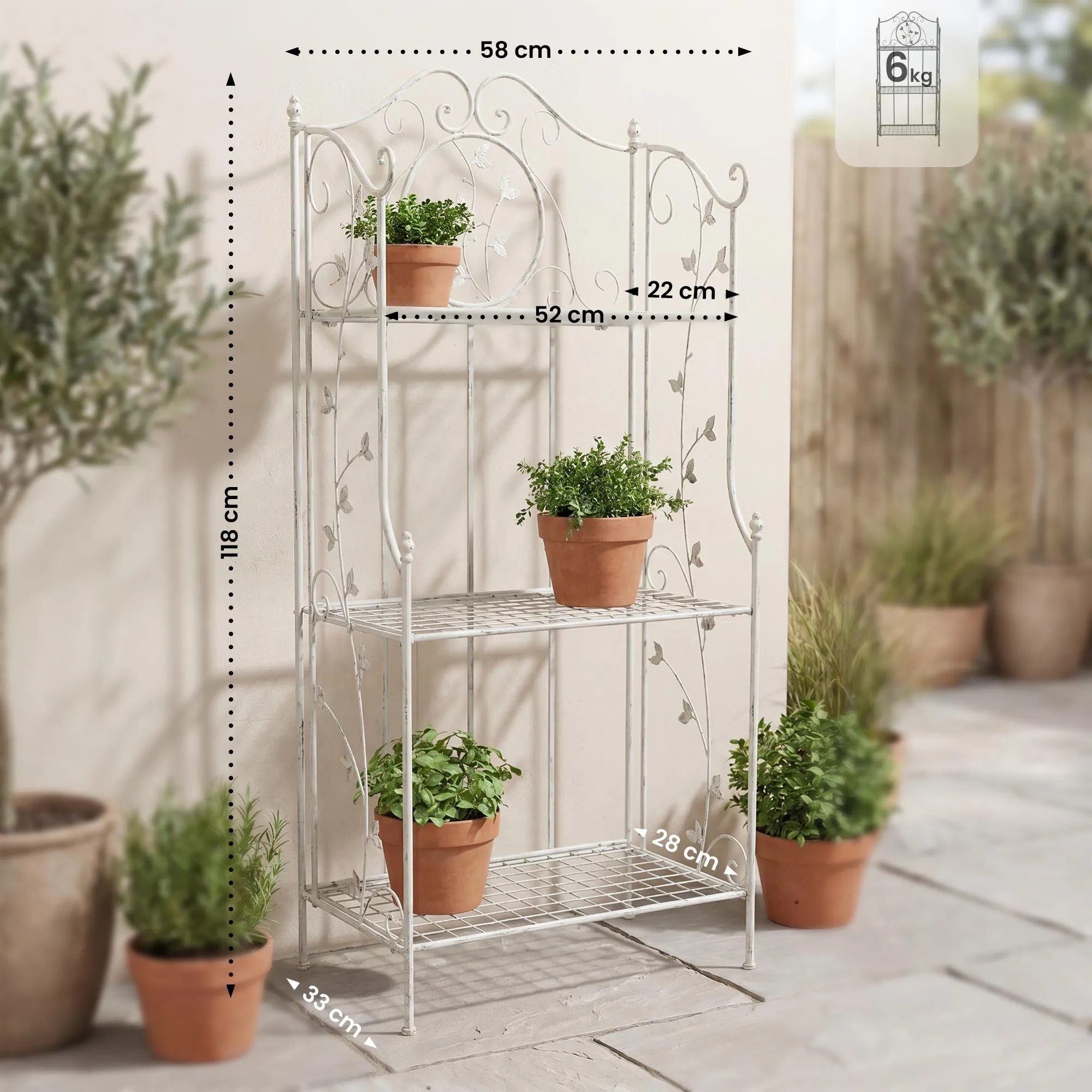 Standregal Reus 118x58x33 cm antik weiß
