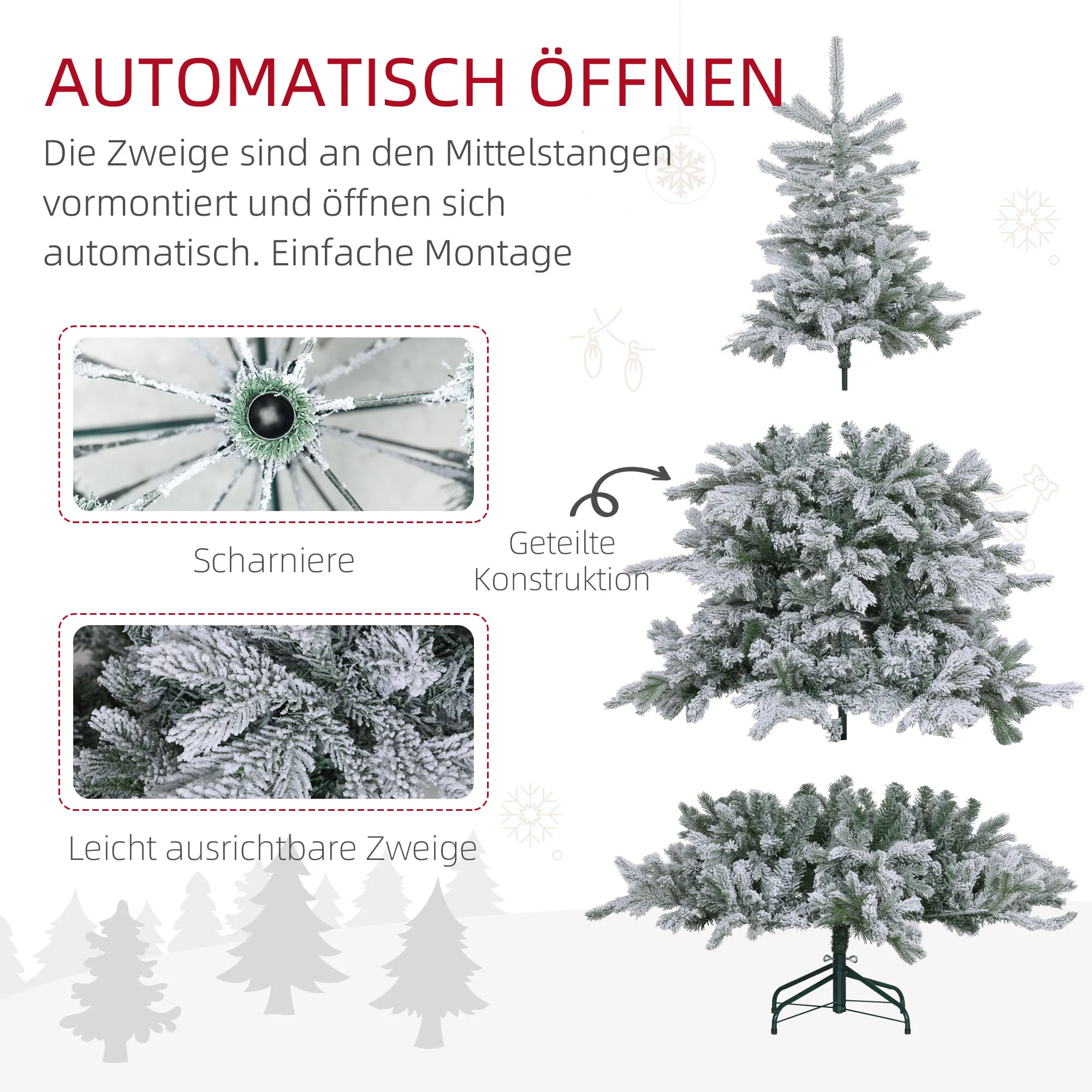 Weihnachtsbaum künstlich mit Kunstschnee, flammhemmend, 180 cm