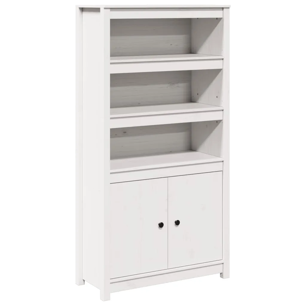 Klassisches Highboard aus massivem Kiefernholz Weiß 80 x 35 x 154 cm