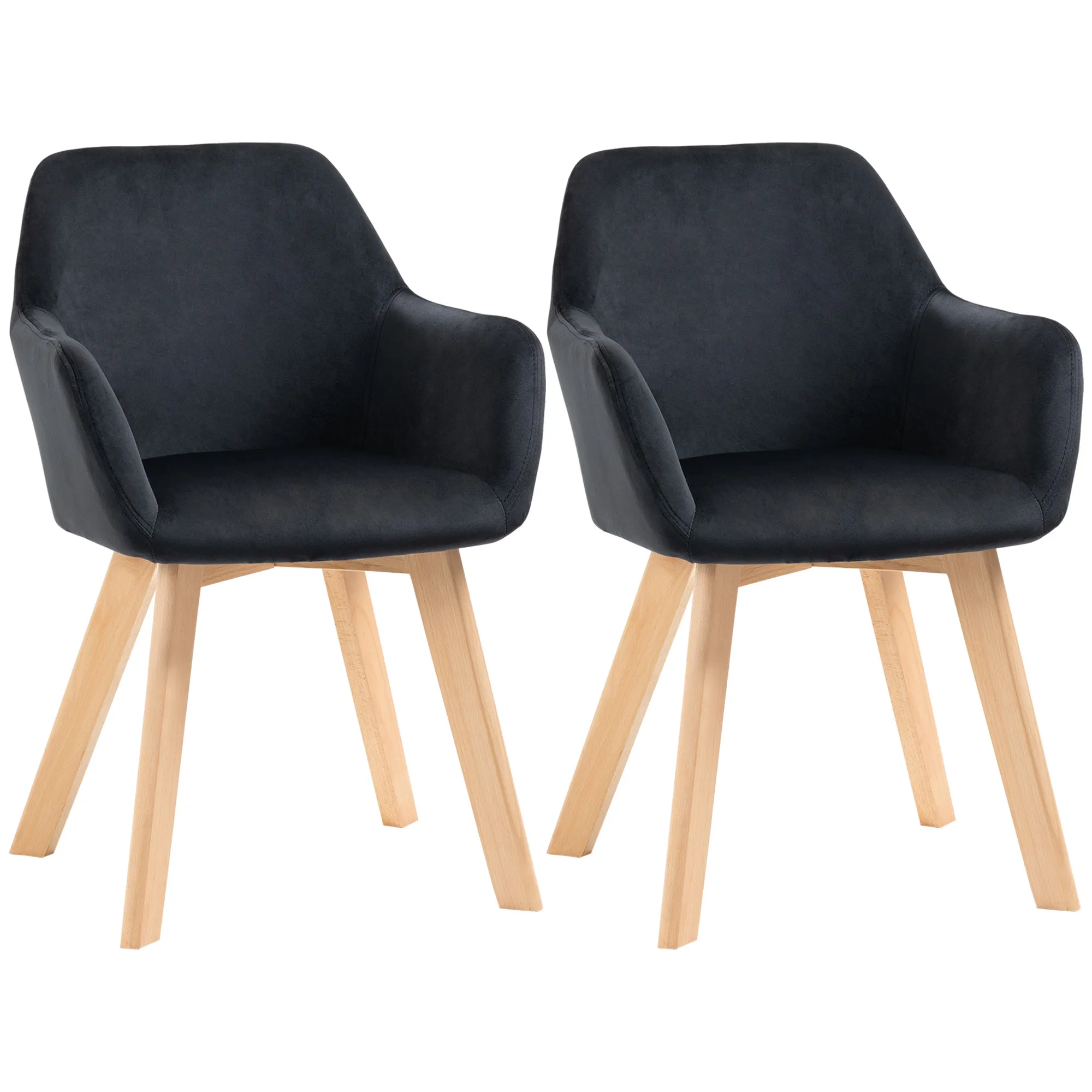Elegantes Essstuhl-Set Schwarz 54L x 57B x 80H cm