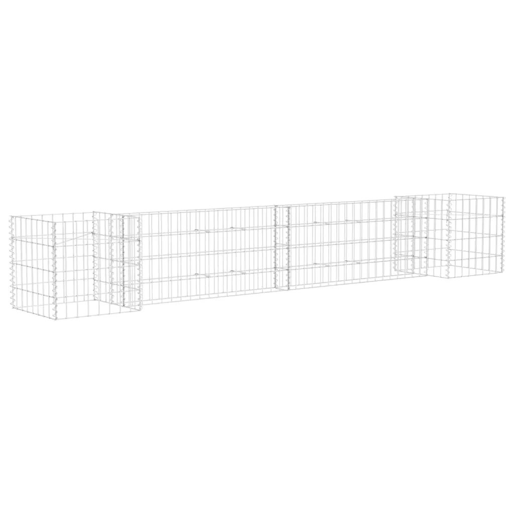 Gabionen-Pflanzgefäß 260x40x40 cm Silber aus rostfreiem Stahldraht