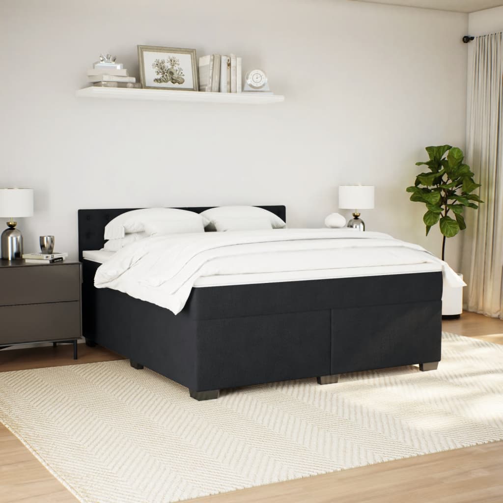 Boxspringbett Samt mit LED-Beleuchtung 180x200 cm Schwarz