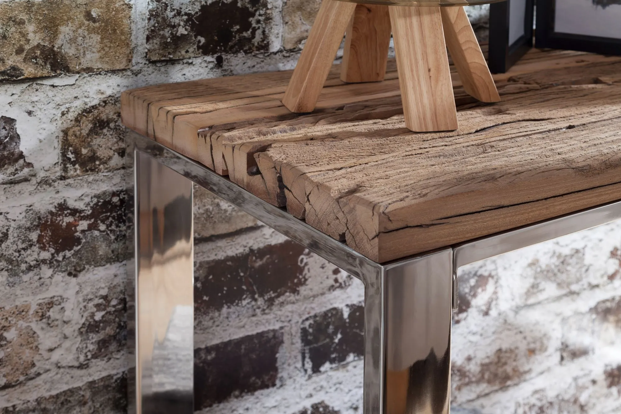 Konsolentisch 115x76x46 cm Massiv-Holz Akazie Natur
