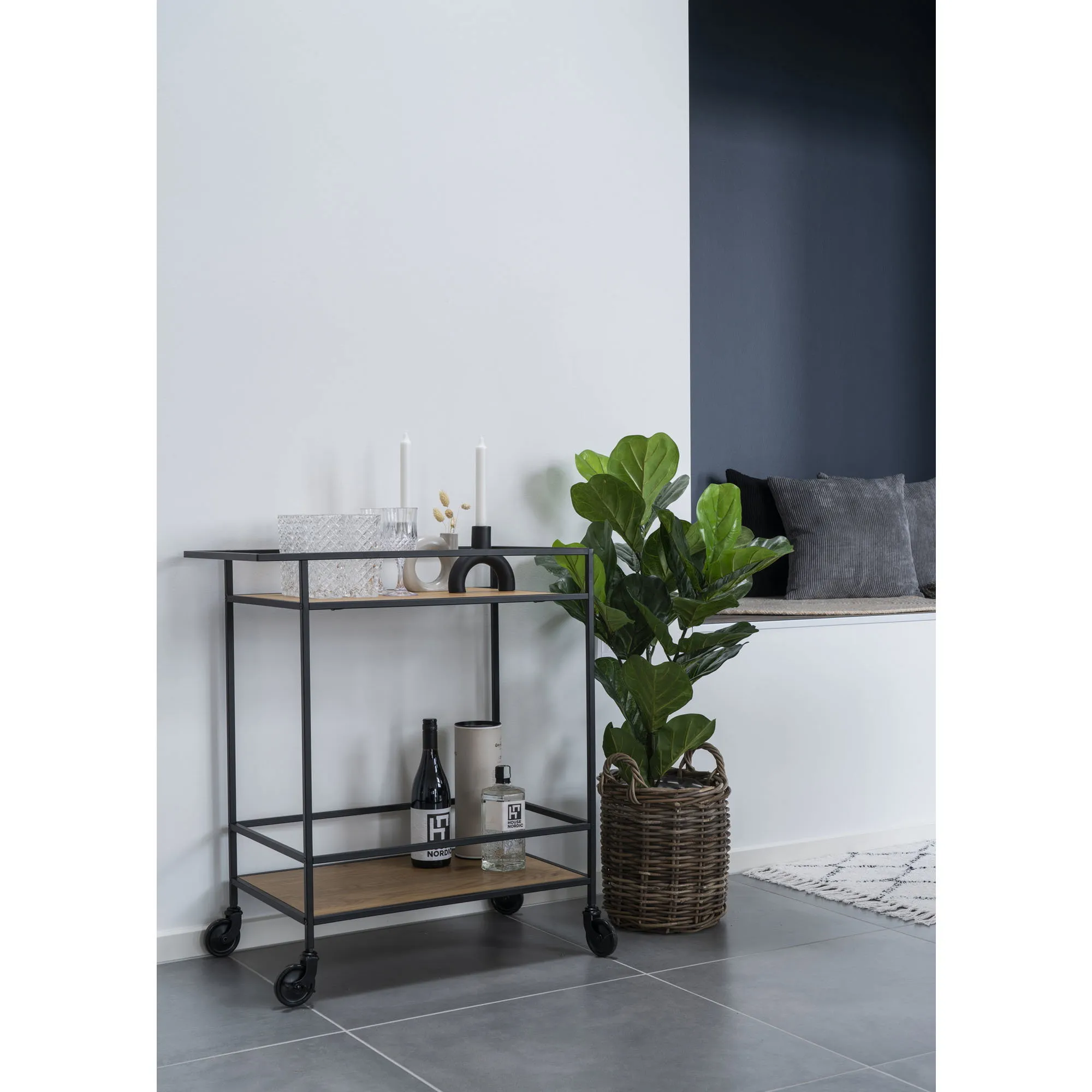 tinkaro Barwagen Vita 2 Regalböden 68 x 40 x 79 cm Eiche Natur