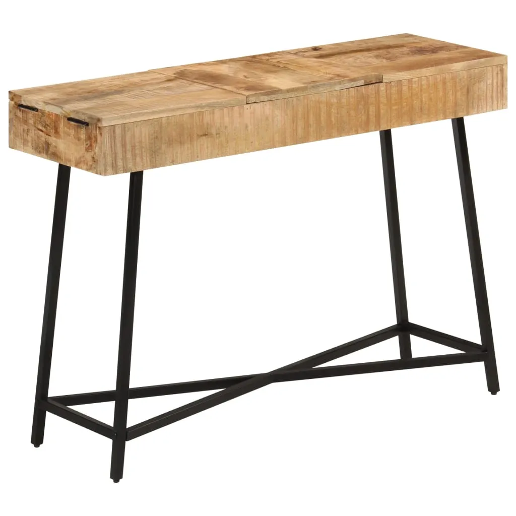 Schminktisch aus Vollholz mit Eisenbeinen 105 x 35 x 75 cm Schwarz