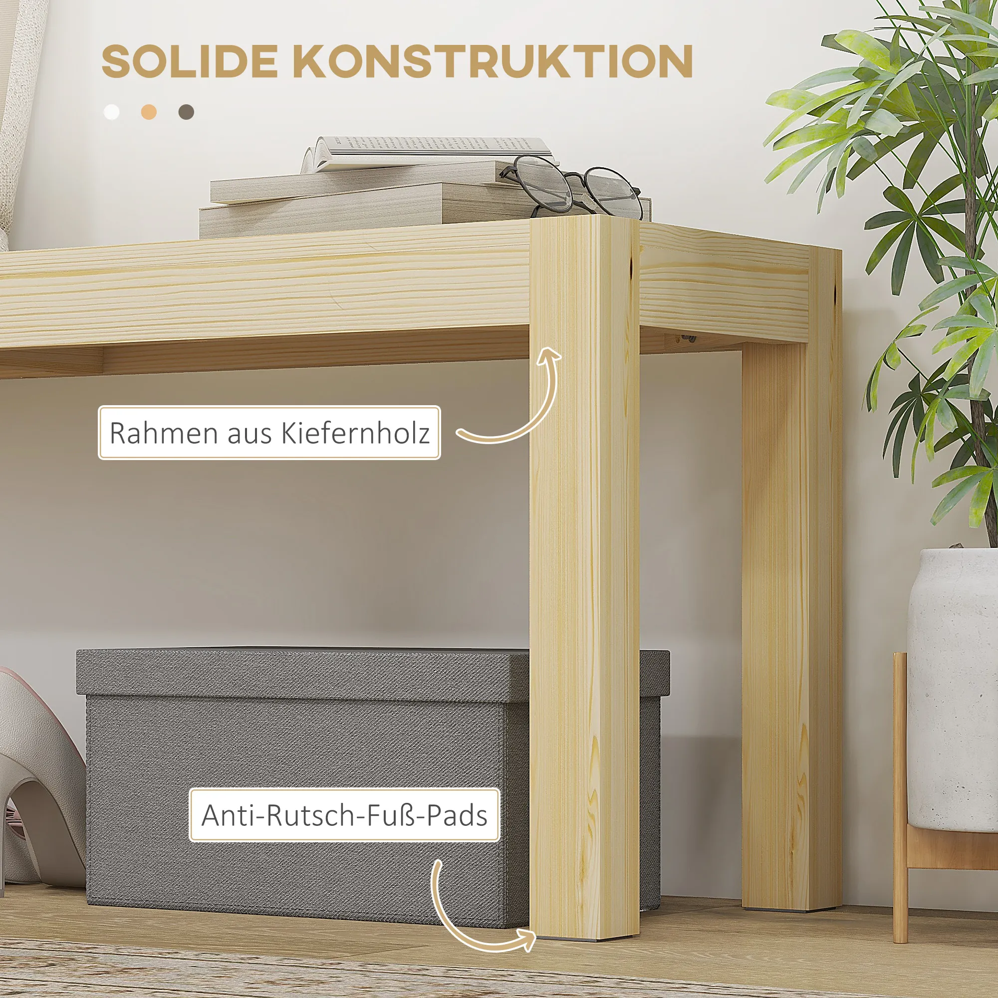Sitzbank aus Kiefernholz 120L x 33B x 45H cm in Natur