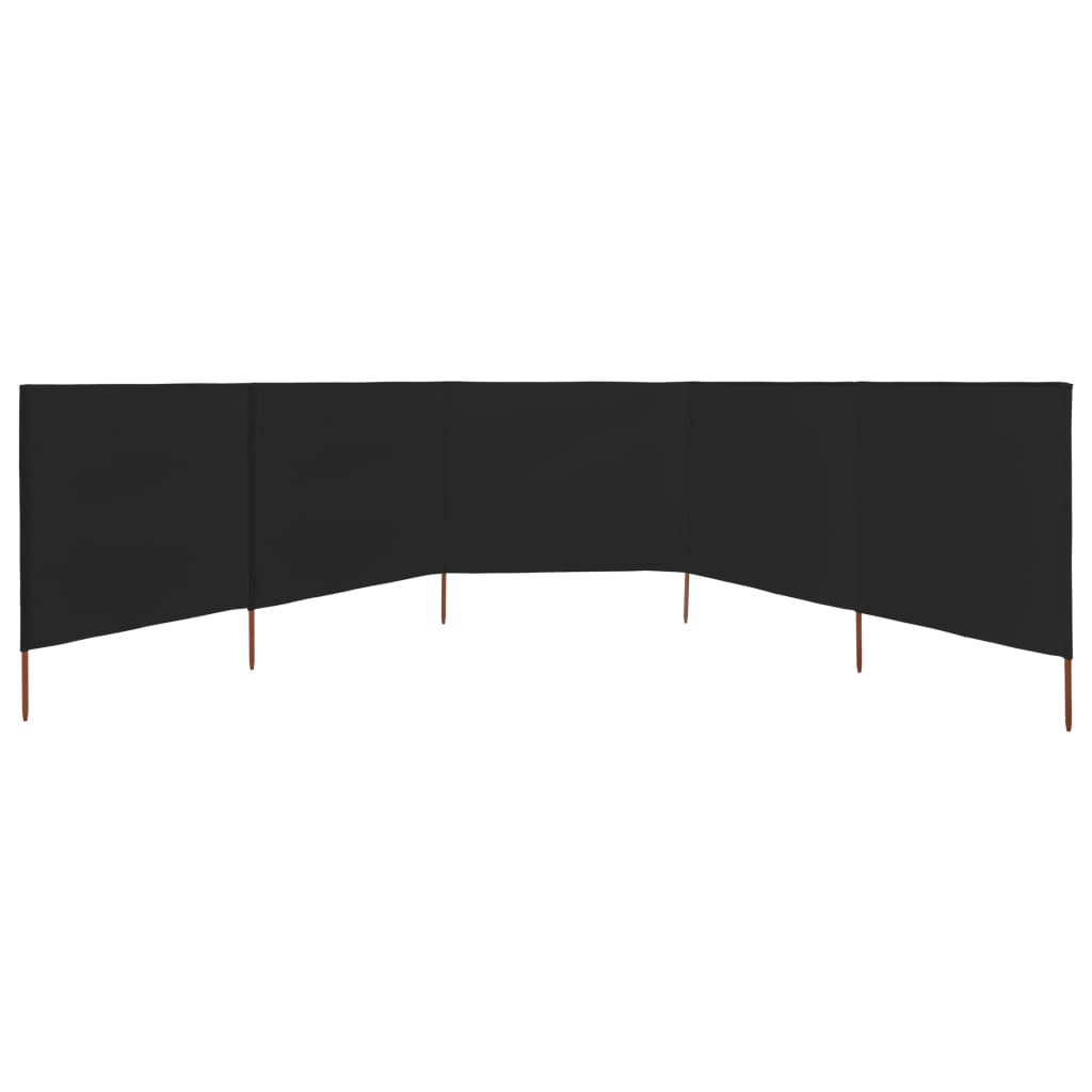 Faltbarer Windschutz 600 x 120 cm in Schwarz