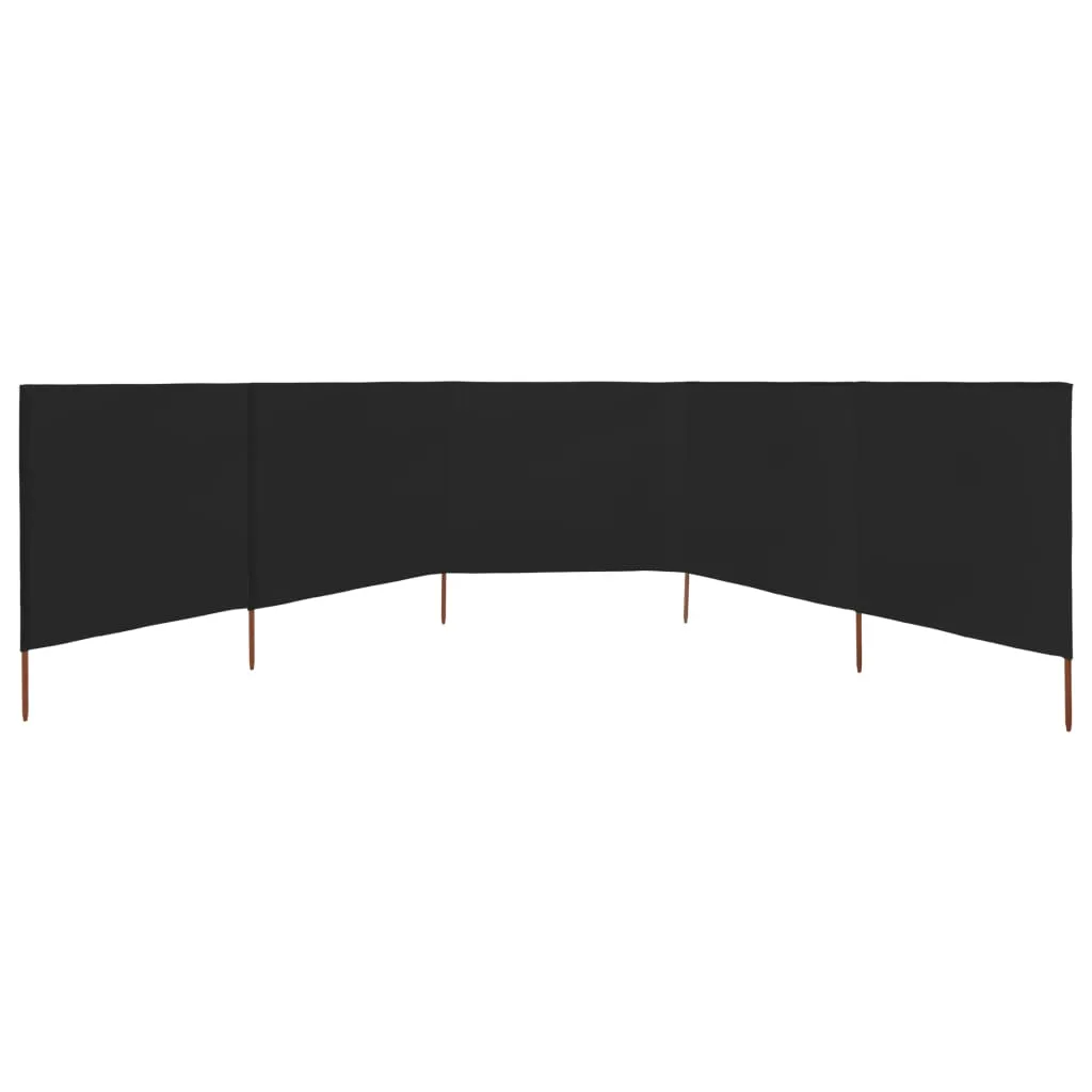 Faltbarer Windschutz 600 x 120 cm in Schwarz