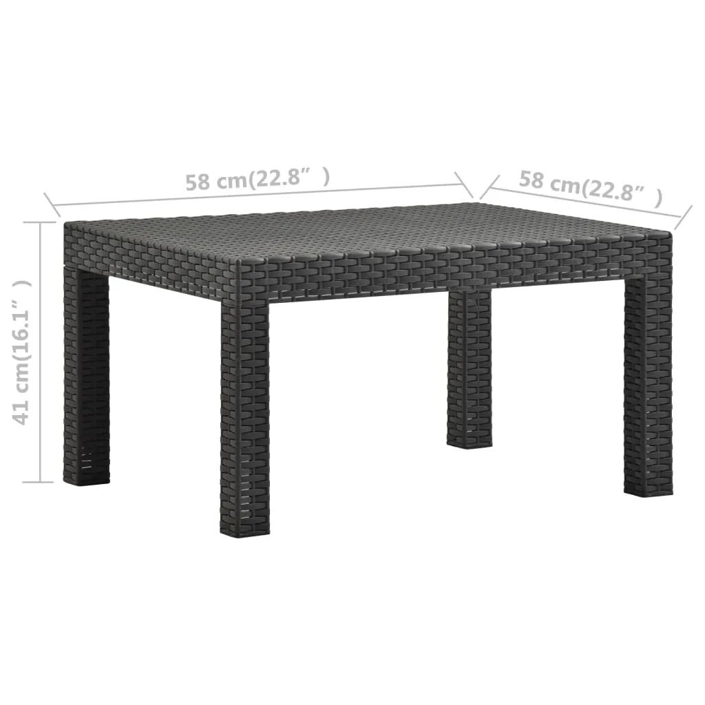 Gartentisch Polypropylen Rattan-Optik 58x58x41 cm Anthrazit
