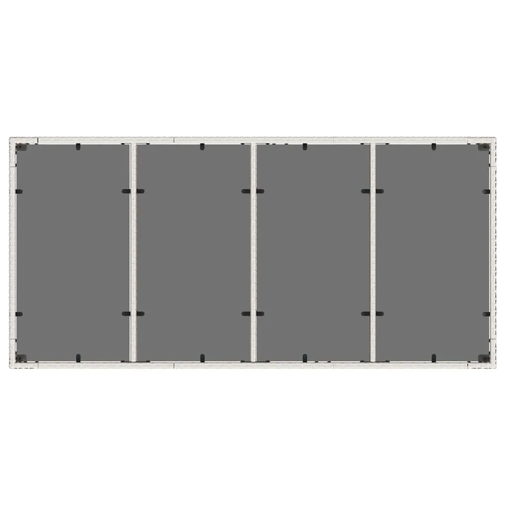 Gartentisch 190 x 90 x 75 cm Weiß aus PE-Rattan mit Glasplatte
