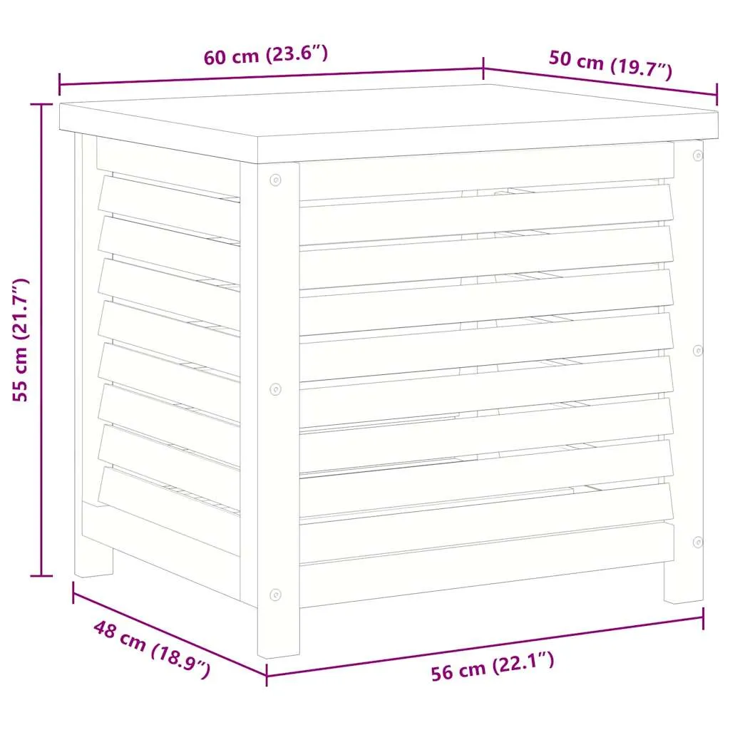 Gartenbox aus Massivholz 60x50x55 cm rötlich-braun mit Metalldeckel