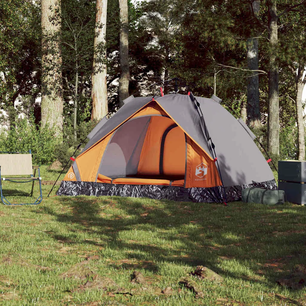 Campingzelt Kuppel 210x200x135 cm Grau und Orange