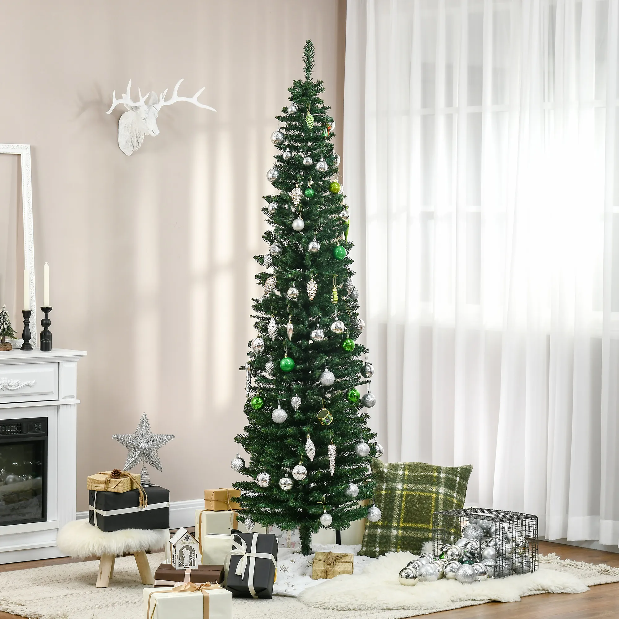 Künstlicher Weihnachtsbaum Tanne 2,1 m Kunststoff Grün mit Ständer