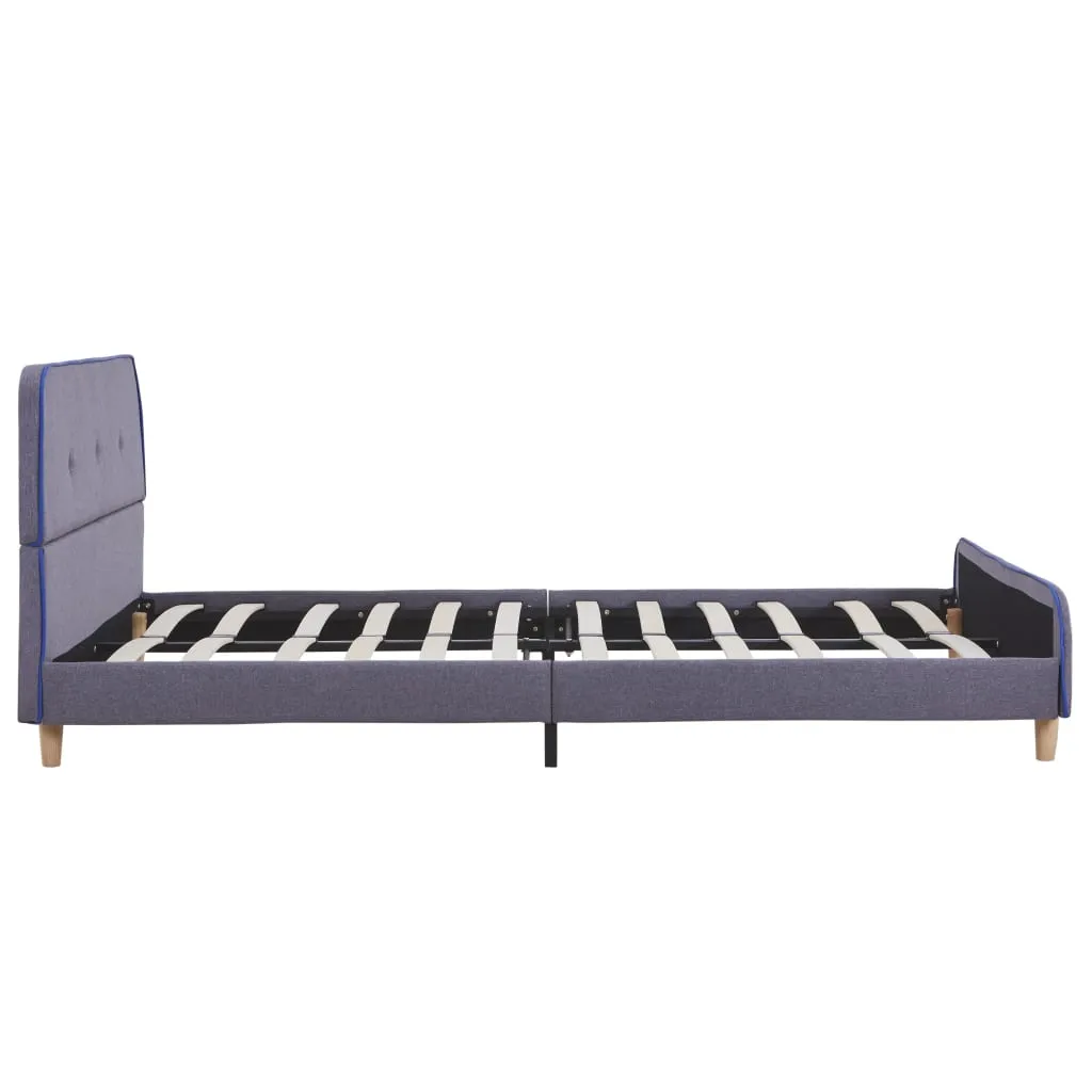 Eleganter Bettrahmen Hellgrau 208x146x81 cm aus Massivholz und Eisen
