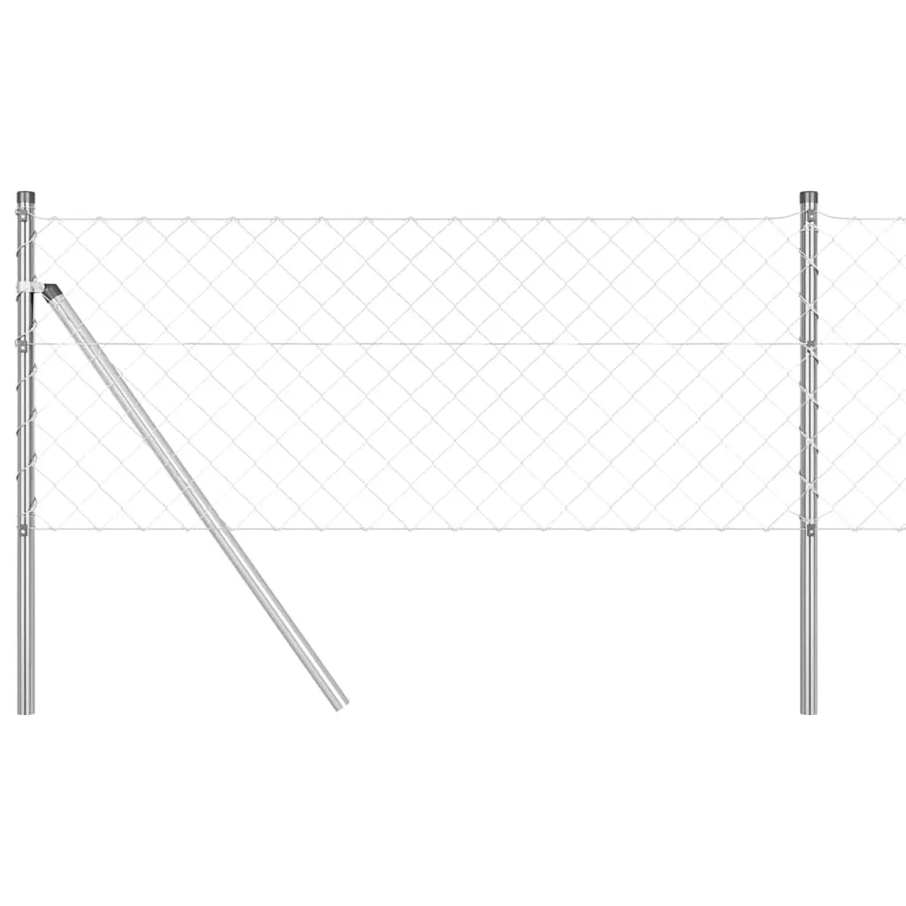 Zaunpfosten Set aus Stahl 1000 x 3,2 x 80 cm Silber