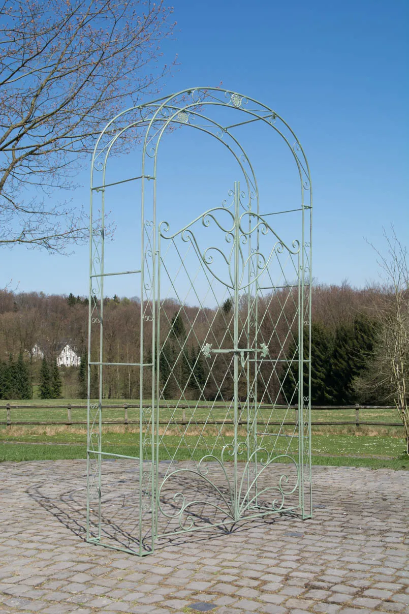 Rosenbogen Melissa mit Tor 220x120x40 cm antik-grün