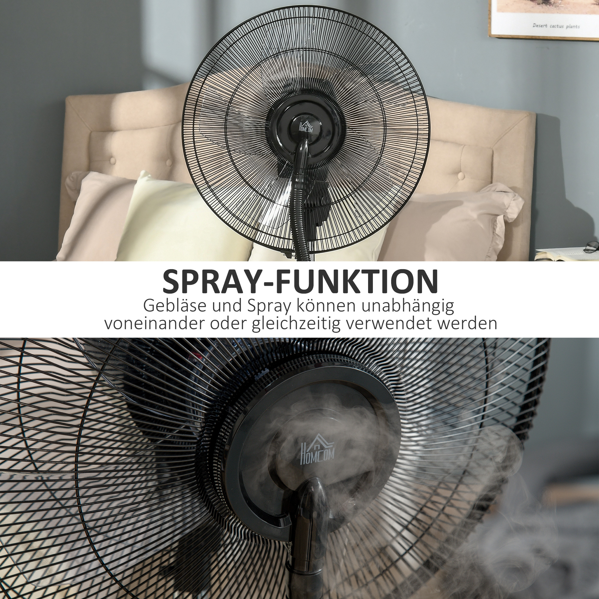 Standventilator mit Nebelfunktion 44,5 cm Schwarz