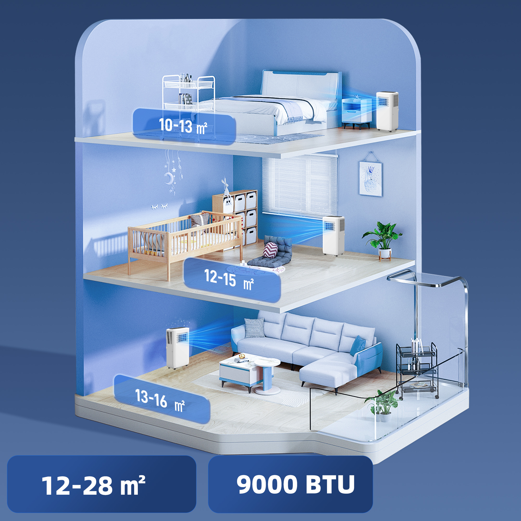 Tragbare Klimaanlage 33B x 28T x 71H cm in Weiß