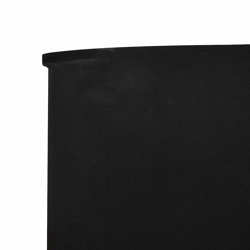 5-teiliger faltbarer Windschutz 600x160 cm Schwarz aus Vlies und Massivholz